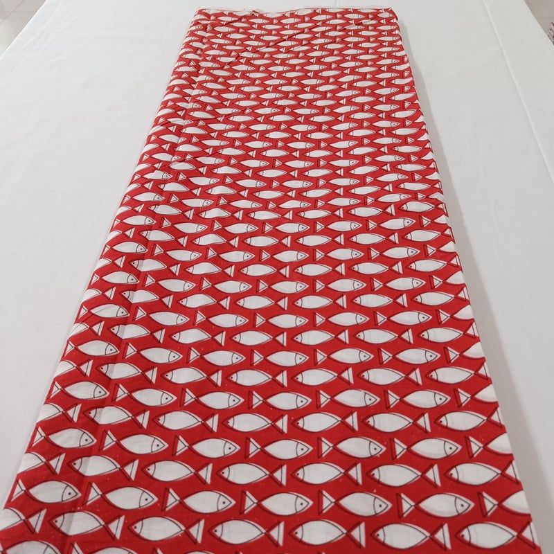Trade Star 3 Yard 100% Cotton Printed Fabric Voile Fabric for Dressmaking Sewing Ethnic Fish Print Fabric by The Yard Indian Running Natural Dye Width 44 Inches (Pattern 1) - Image 4